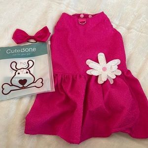 Cute Bone dog dress and bow